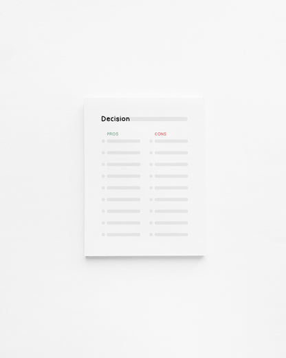Pros & Cons List Mini Planner Green